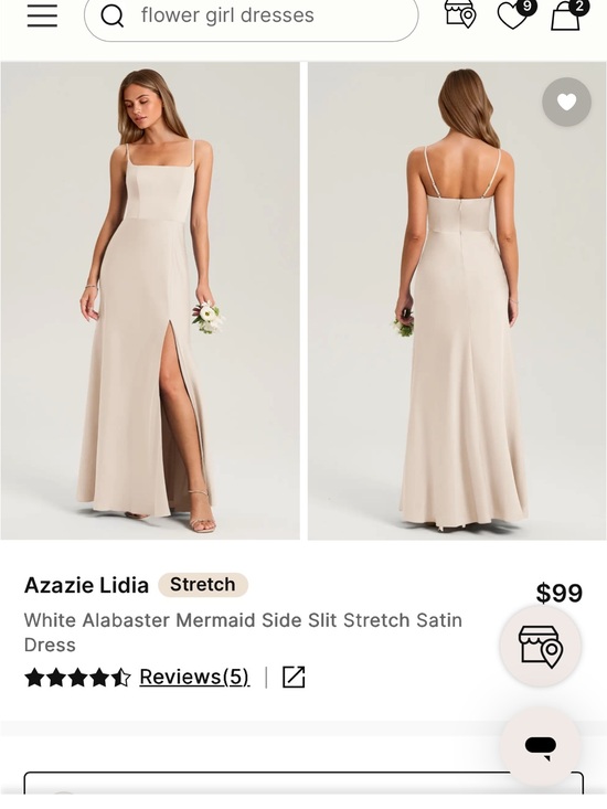 Azazie Dresses & Skirts - Azazie Lidia Almond Alabaster Satin Side-Slit Maxi Dress